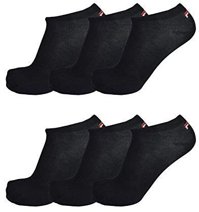 FILA® 6 par strumpor, osynliga sneakers unisex, 35–46 enfärgad –, svart, 39-42 EU