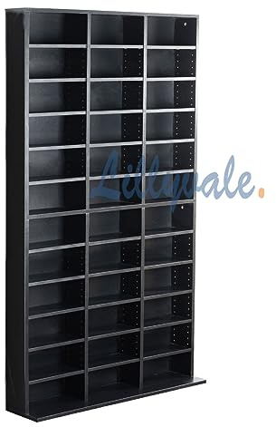 1116 CD/528 DVD Storage Shelf Rack Unit Adjustable Book Bluray Video Games(Black)