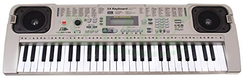BSD Tastiera MQ-807 USB con Funzione di Registrazione, Microfono, USB, MP3 Via USB - 100 Suoni e 100 ritmi, Due Altoparlanti, Controllo del Volume, 54 Tasti, Display LCD - Piano Elettrico
