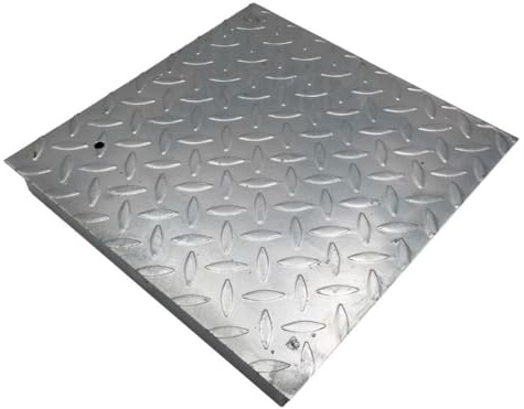 EINSIDE Schachtdeckel Schachtabdeckung Stahl verzinkt 45 x 45 cm | Verstärkter Revisionsdeckel aus Stahlblech mit rutschfester Tränenblech-Oberfläche