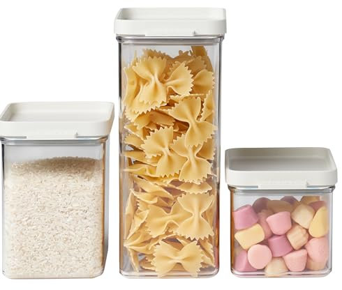 Mepal Vorratsdosen mit Deckel 3er-Set - Vorratsbehälter Luftdicht & Stapelbar - Küchenaufbewahrung & Organisation - Spülmaschinenfest - 700 ml, 1100 ml & 2000 ml - Nordic white