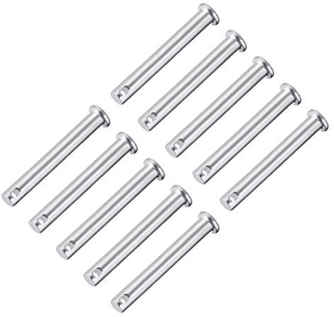 sourcing map 10 Stück Steckbolzen Einloch Gabelbolzen 8mm x 60mm Splintstift Flachkopf verzinkter Stahl Lochbolzen