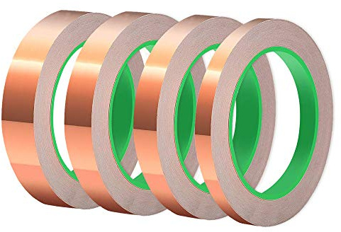 Oubaka 4 Sizes Copper Foil Tape,Double-Sided Conductive Copper Tape with Adhesive for EMI Shielding,Paper Circuits,Electrical Repairs,Grounding(5mm,6mm,8mm,10mm) X 21.9yards