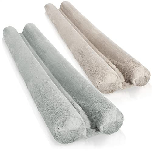com-four® 2X Zugluftstopper für die Tür - Mikrofaser Türbodendichtung - Luftzugstopper mit Doppeldichtung - Schutz vor Luftzug und Lärm (02 Stück - grau/Taupe)