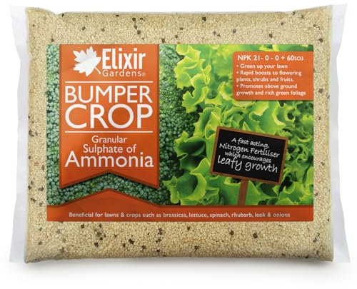 Elixir Gardens Bumper Crop - Sulphate of Ammonia Fertiliser | Various quantities available from 1kg to 25kg | 1kg Bag | Treats 50sqm