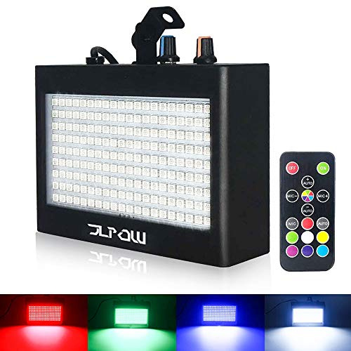 Halloween Strobe Light, JLPOW Ultra Bright RGB LED Strobe Lights (Metal Case), Sound Activated and Remote Control, Speed Adjustable Mini Flash Stage Lighting, Best for DJ Party Bar Show Disco Dance