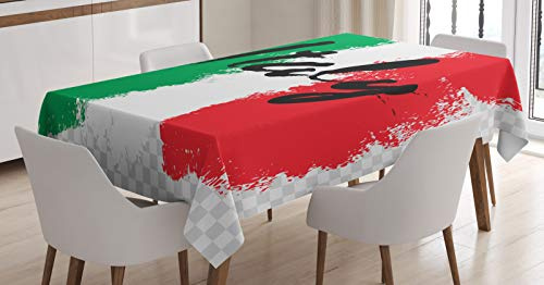 ABAKUHAUS Italien Tischdecke, Italienische Flagge Bunte Grunge, Druck mit Klaren Farben ohne Verblassen Waschbar für innen oder Außen Bereich, 140 x 170 cm, Rot Grün