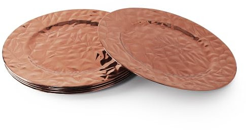 Juego de 6 bajoplatos rojos de 33 cm con volantes, diseño navideño