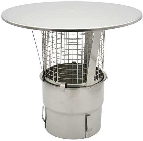 Regen-Haube mit Einschub und Funkenschutz 120mm Kaminhut aus Edelstahl mit Spannfedern ohne Werkzeug montierbar Säurebeständig zum einstecken universal und langlebig