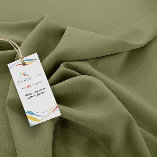 TOLKO 1m Modestoff | Dekostoff universal Stoffe zum Nähen Meterware Dekorieren | Blickdicht knitterarm | 150cm breit Bekleidungsstoffe Dekostoffe Vorhangstoffe Basteln Patchwork (Oliv)