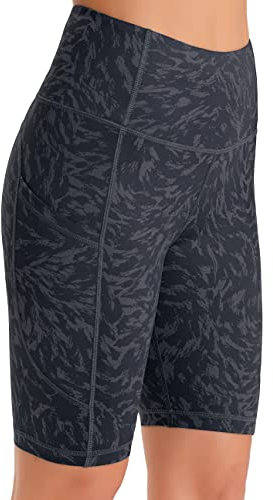 Persit Kurze Sporthose Damen, High Waist Radlerhose Sport Shorts Sommer Laufhose Grau Seidenband L