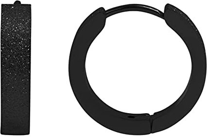 Akzent Damen Creolen Ohrringe Edelstahl 14mm Sandgestrahlt schwarz Klapp-Creolen Ohrschmuck Frauen Geschenkidee