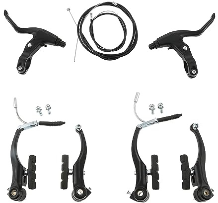 PETCHOR Complete V-Type Bike Brake Set, 6PCS MTB Bike Front & Rear Brake Inner and Outer Cables and Lever Kit with Callipers Levers Cables for Road/Mountain/MTB Bicycle(Black)