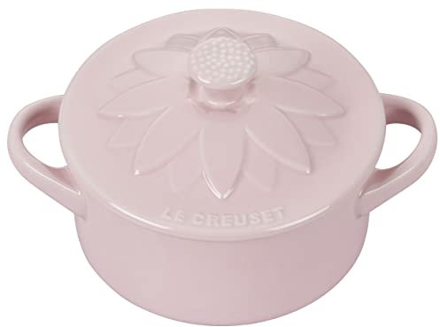 Le Creuset Stoneware Mini Round Cocotte with Flower Lid, 8oz., Chiffon Pink