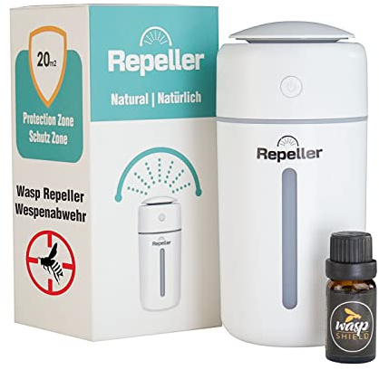 Unique Wasp Repellent | Effective Alternative to Wasp Sprays and Traps | No Deet, Safe to Use Indoors and Outdoors –7hrs Wireless Use | Lasting Up to 6 Months with Cost-Effective Refills Available