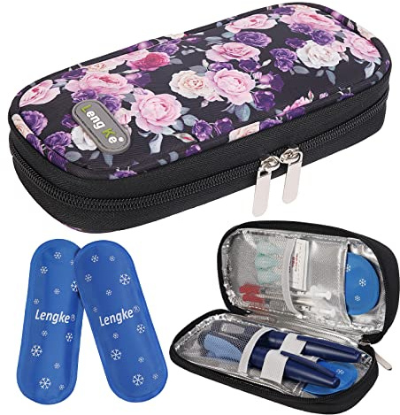 BOMKEE Borsa Termica per Insulina, Borsa Portatile per Raffreddamento Insulina Organizer per il Trasporto di Forniture Diabetiche Con 2 Impacchi di Ghiaccio