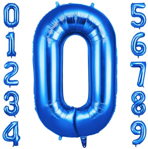 OFFCUP Digital Ballong, 101cm (40 tum) JätteHelium Nummer Födelsedags Ballonger, Ballong för Flickor Pojkar Fest Jubileums, Nyårs Dekoration, Födelsedags Dekoration (Blå #0) | Uppblåsbar helium, 100 cm, aluminiumfolie, dekoration för fest, födelsedag, bröllop, födelsedag, babyshower