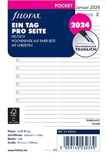 FILOFAX Kalendereinlage Pocket 1 Tag pro Seite. (Deutsch)2024