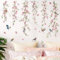 decalmile Hanging Flower Vine Wall Decals Pink Floral Leaves Birds Wall Stickers Bedroom Living Room Sofa TV Background Wall Decor