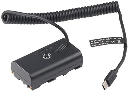 FOTGA USB-C auf NP-F550 Dummy Akku Adapter-Kabel für Sony NP-F970 NP-F570 NP-F750 NP-F770 NP-F960 NP-F530 NP-F330, um Kamera Feld Monitor Video LED Licht DSLR Spiegelloses Kamera zu betreiben