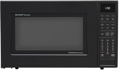 SHARP SMC1585KB Convection Countertop Microwave Oven with Removeable 15.4 Carousel Turntable, 1.5 Cubic Feet, 900 Watt, Sensor Cooking, Black