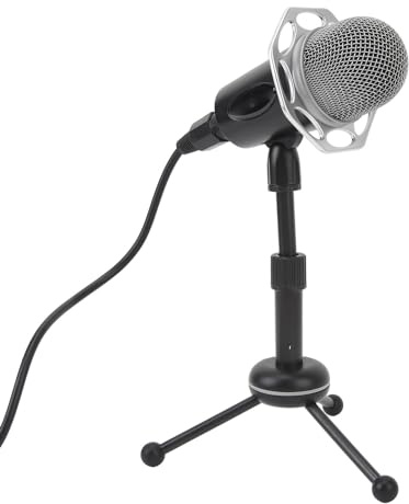 Microfono Podcast da 3,5 Mm, Microfono da Gioco per Computer PC con Supporto Staccabile, Controllo Volume Microfono Dinamico da Studio Cardioide per Voce, Streaming,