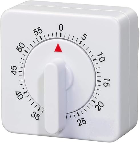 1Pc White Mechanical 60 Minutes/1 Hour Short Timers Kitchen Alarm Clock Egg Timer Countdown Timer with Loud Alarm Time Management Tool for Household Kitchen Cooking Baking Kitchens Gadgets