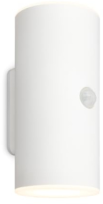 BRILONER - LED Wandlampe Akku mit Bewegungsmelder, Dämmerungssensor, 20 sek. Timer, Aussenlampe, Wandleuchte aussen, LED Strahler außen, Außenleuchte, Außenwandleuchte, 15,5x7x8,5 cm (HxBxT), Weiß