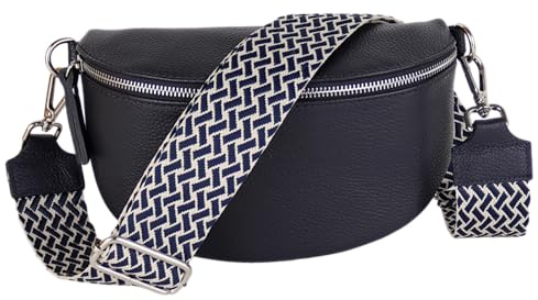 MIRROSI® Bauchtasche Damen, Echtleder, Made in Italy, Umhängetasche, Brusttasche, Crossbody Bag (1 Tasche & 2 Gurte)