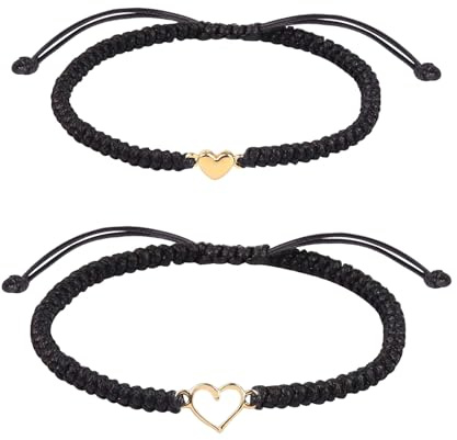 Mutter Tochter Armband Mutter Tochter Passend dazu Einstellbar Herz Armbänder 2er Set Rosa String Muttertag Geburtstag Geschenk für Mutter Tochter Freund Schwester