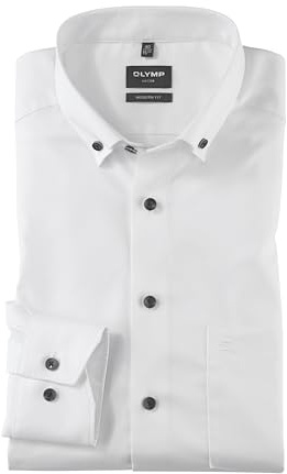 OLYMP Herren Oberhemd Langarm Luxor,Pin Point,Luxor modern fit,04 Button-Down-Kragen