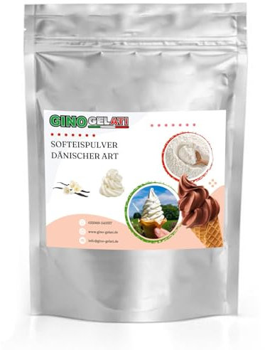 Gino Gelati Vanille Dänisches Softeis Pulver, verschiedene Geschmacksrichtungen, schnelle und einfache Zubereitung, Made in Germany, Natürliche Farbstoffe (333 g, Vanille Sahne)