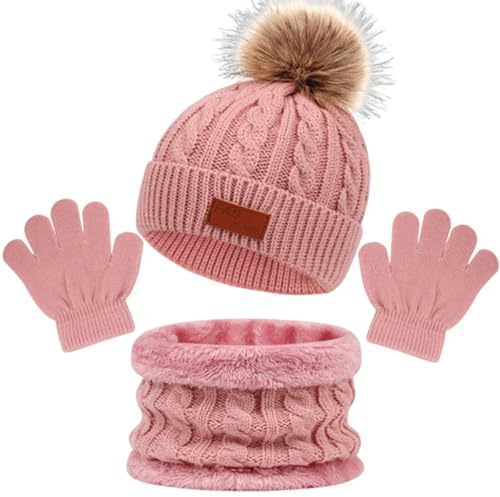 Faux Fur Kids Hat, Scarf & Gloves Set - Boys & Girls Aged 3-8