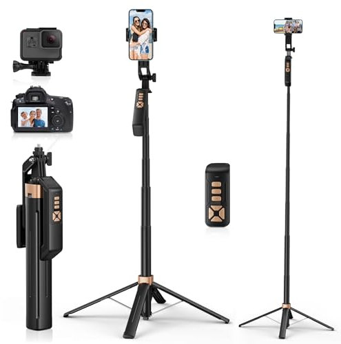 Avaspot 71 Selfie Stick Tripod, All-in-one Extra Long Phone Tripod Stand with Wireless Remote, 360°Rotating, Compatible with Smartphone/Camera, for Selfies and Video Recording