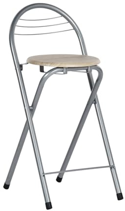 GZTGZMWG Sedia pieghevole, sgabello da bar pieghevole con schienale, sgabello in metallo con seduta rotonda in PVC – Sedia da bar, da bistro, cucina, salva spazio (1)