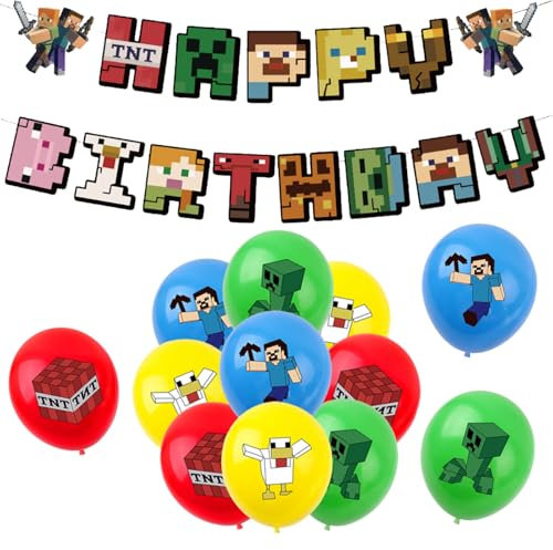 Birthday Balloons, Cartoon birthday party balloon set, 12pcs Balloon, Cute Game Party Balloon, Happy Birthday Banner, baby shower, Balloons For Childs (robot)