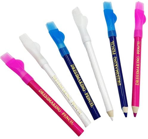 OHYER lápiz de marca de costura Tizas de Sastrería Colores para Marcar y Trazar Líneas Tizas de Costura tiza para tela Borrables Marcadores de Tela Rotuladores de Tela (Lápiz con capuchón-6)