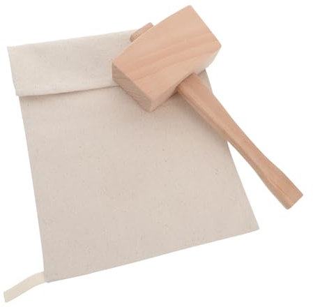 SHOWERORO 2pcs Reusable Ice Bag and Wood Mallet for Crushing Ice Nuts and Versatile Kitchen Accessory for Bars and Home Use