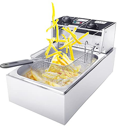 HMASNSEIY Commercial Deep Fat Fryer, Stainless Steel Electric Deep Fryer with Basket and Lid, Timing-Temperature Control Function, for Commercial and Home Use