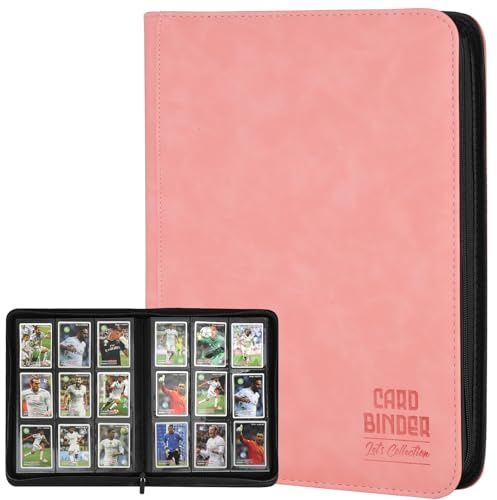 Trading Card Binder, Premium 9 Pocket Double Sided 540 Pocket PU Card Collection Binder, Collectible Trading Card Albums for MTG, TCG, Sport Card, Game Cards (Pink)
