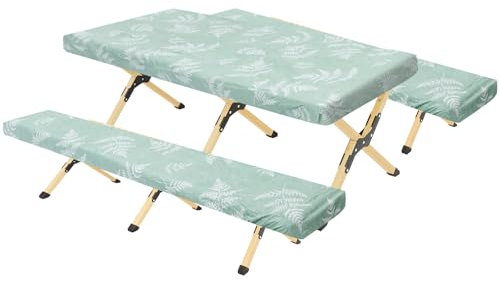 Bierzeltgarnitur Auflage, Outdoor Tischdecken 3er Set, Elastische Rechteckige Gartentischdecke, 2 Bierbankauflagen 183 cm, Größe und Farben wählbar, für Gängigen Festzeltgarnituren Outdoor(C)