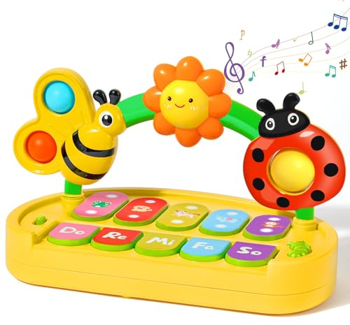 AOOTE Baby Keyboard Piano Toy, Baby Piano Toy with Lights & Sounds, Light Up Educational Musical Toys for Boys & Girls, Interactive Early Learning Toys for Early Learning & Sensory Development