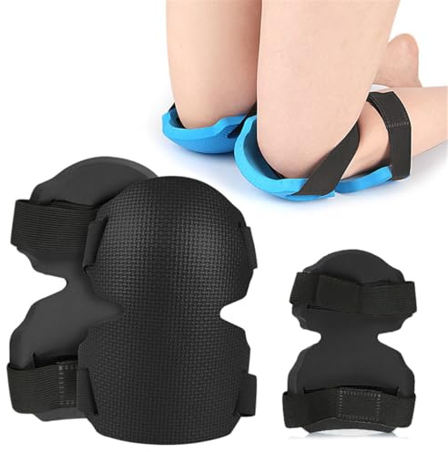 Gardening Knee Pads for Women and Men, Lightweight Waterproof Foam Knee Pads with Adjustable Elastic Straps, Soft Anti-slip Knee Protectors for Gardening, Housework, Work, Cleaning, Flooring (Black)