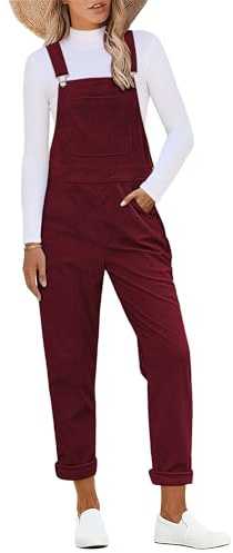 Roskiky Corduroy Overalls for Women Adjustable Straps Jumpsuit with Pocket