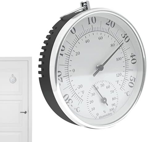 Thermomètre d'extérieur - Thermomètre intérieur intérieur - Grand écran - Thermomètre analogique sans pile - Thermomètre mural avec interrupteur d'humidité - Station météo pour les personnes