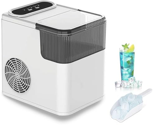 Macchina per Produttore di Ghiaccio, 1,4 Litri di cubo di Ghiaccio Portatile, 12 kg/24h, 9 cubetti di Ghiaccio Proiettile in 6 Minuti, produttori di Ghiaccio autopulibili con Cesto e Scoop White
