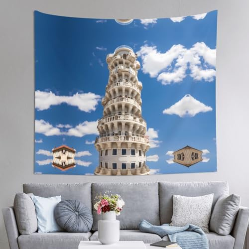 WBQLSL Tapisserie Schiefer Turm von Pisa, 152 x 130 cm, perfekt für Wohn- oder Schlafzimmer