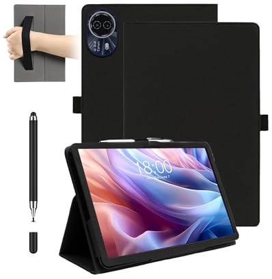 Hülle für TECLAST T60 Pro/TECLAST T60Pro 12-Zoll-Tablet,daunke Stoßfest mit Stift-Slot, wasserdicht, Anti-Kratzer, Multi-Winkel-Ständer, mit Handschlaufe, schlank langlebig, Schwarz