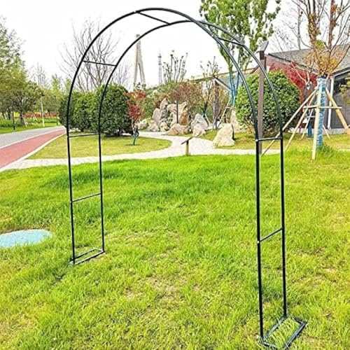 Arche de jardin en métal solide noir tonnelle pour décoration de mariage et plantes grimpantes, cadre de support d'arche de rose, paysage extérieur, 140 x 230 cm (l x H)