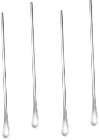 VANZACK 4 pièces Lot de Cuillères à Long Manche Inox pour Café et Miel Cuillères à Mélanger Délicates avec Surface Lisse Adaptées pour Boissons Froides et Sirops Design Confortable